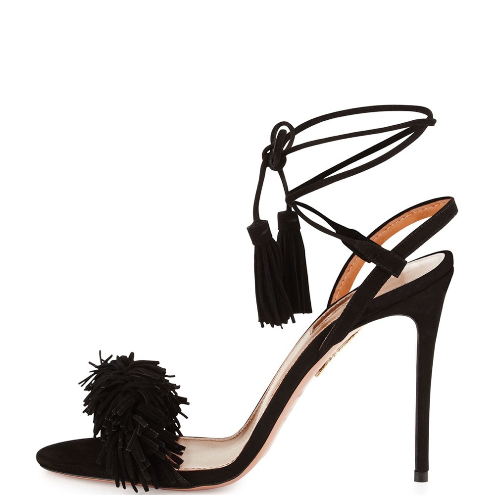 Aquazzura Black Suede Wild Thing Heels/Sandal 105MM - Size 40
